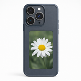 Black NFC smart photo display phone case with flower image – customizable picture case for iPhone 13, 14, 15, 16 Pro and Pro Max